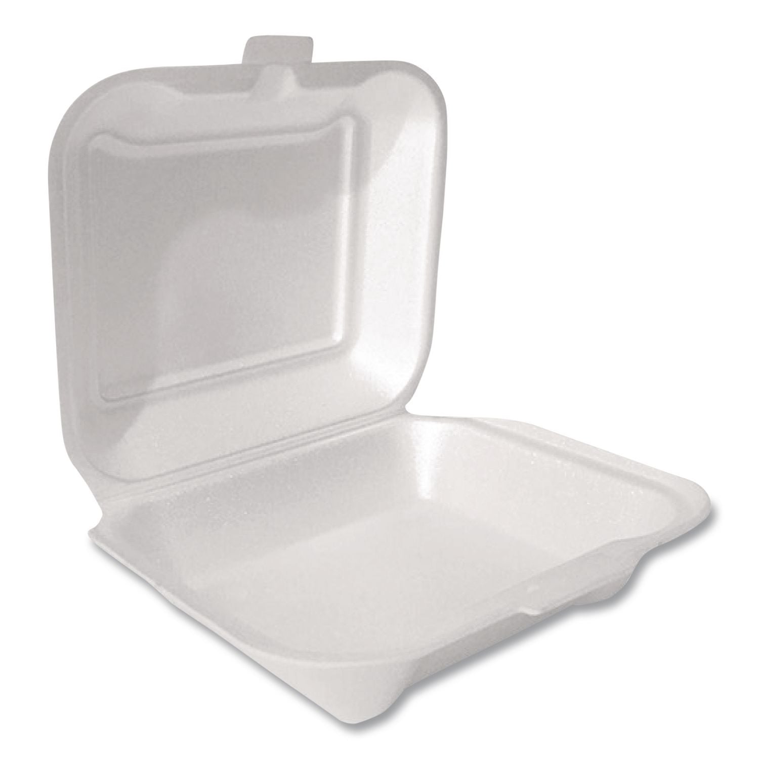 Foam Hinged Lid Container Secure One Tab Latch, 3-Compartment, 7.81 x 8.75 x 3.38, White, 100/Sleeve, 2 Sleeves/Bag, 1 Bag/PK