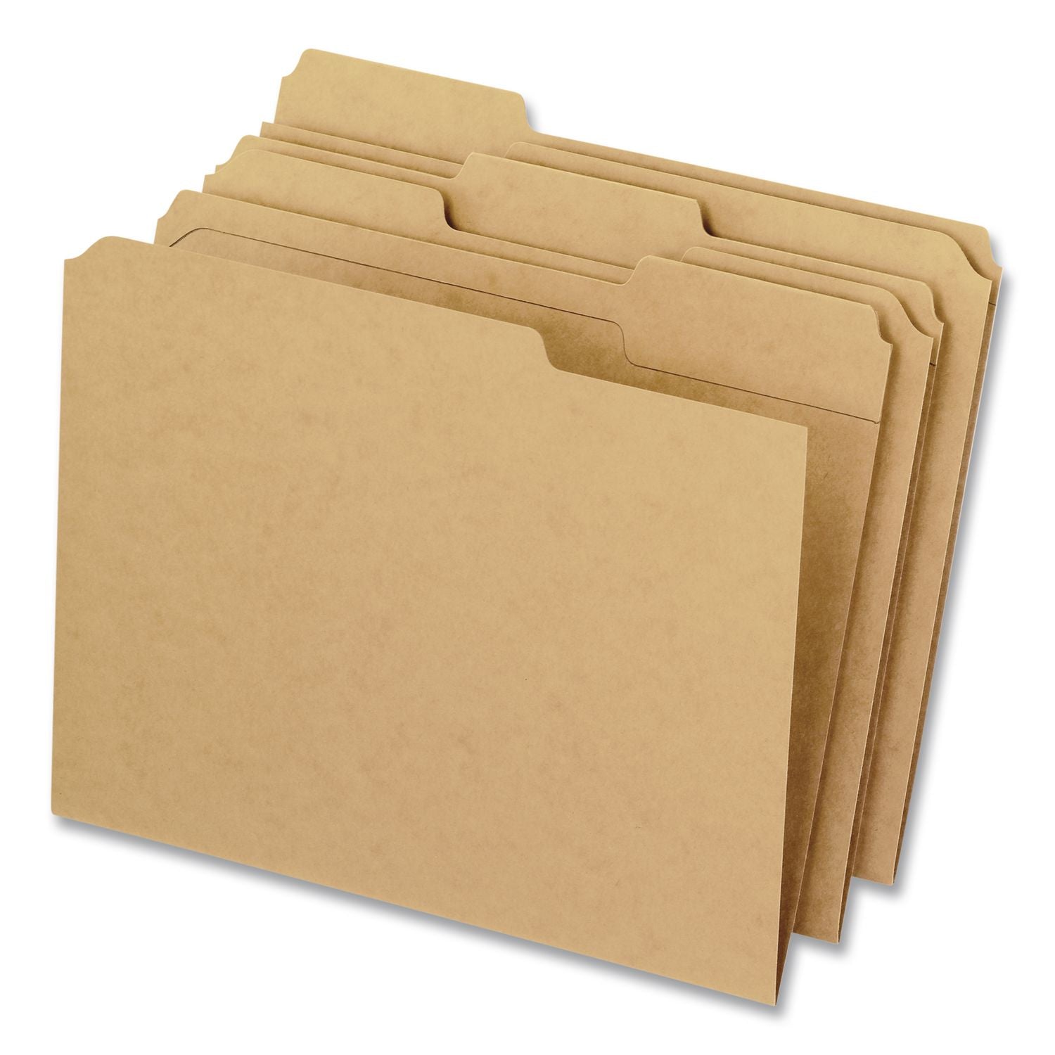 Dark Kraft File Folders with Double-Ply Top, 1/3-Cut Tabs: Assorted, Letter Size, 0.75" Expansion, Brown, 100/Box