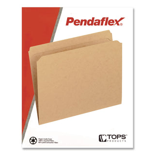 Dark Kraft File Folders with Double-Ply Top, Straight Tabs, Letter Size, 0.75" Expansion, Brown, 100/Box