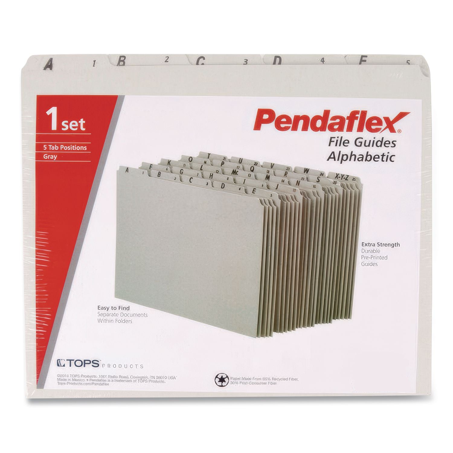 Top Tab A-Z File Guides, 1/5-Cut Top Tab, A to Z, 8.5 x 14, Gray, 25/Set
