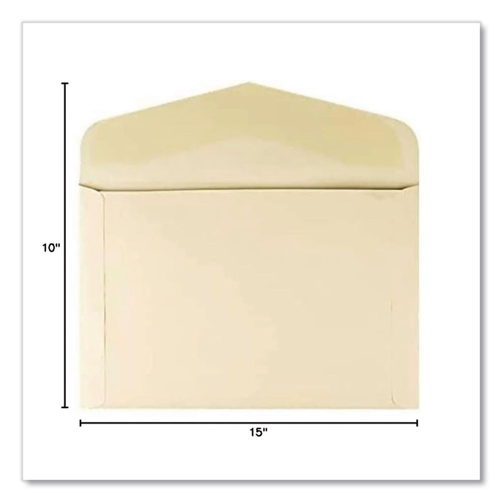 Open-Side Booklet Envelope, #15, Hub Flap, Gummed Closure, 10 x 15, Manila, 100/Box