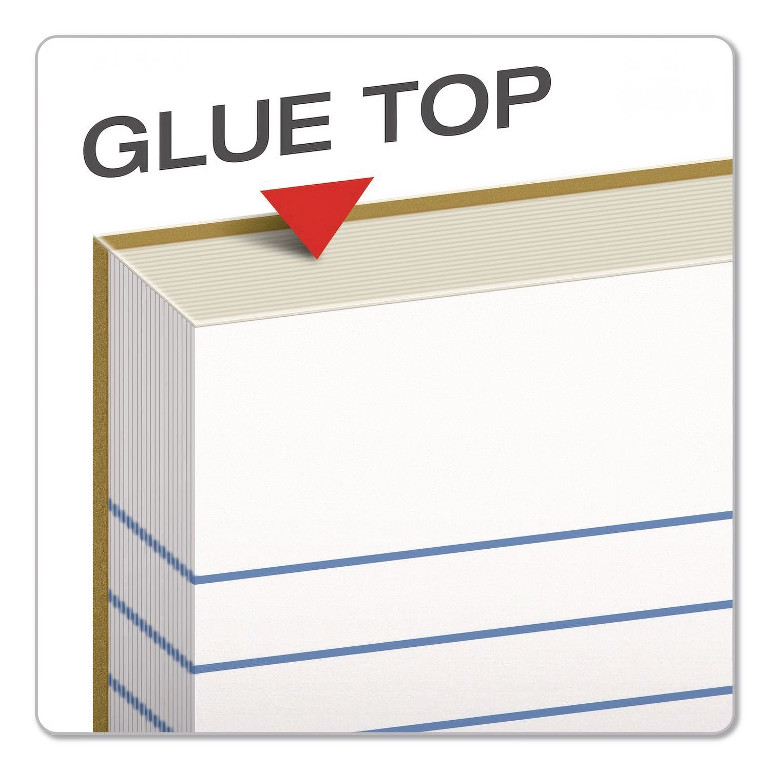 Glue Top Pads, Narrow Rule, 50 White 8.5 x 11 Sheets, Dozen