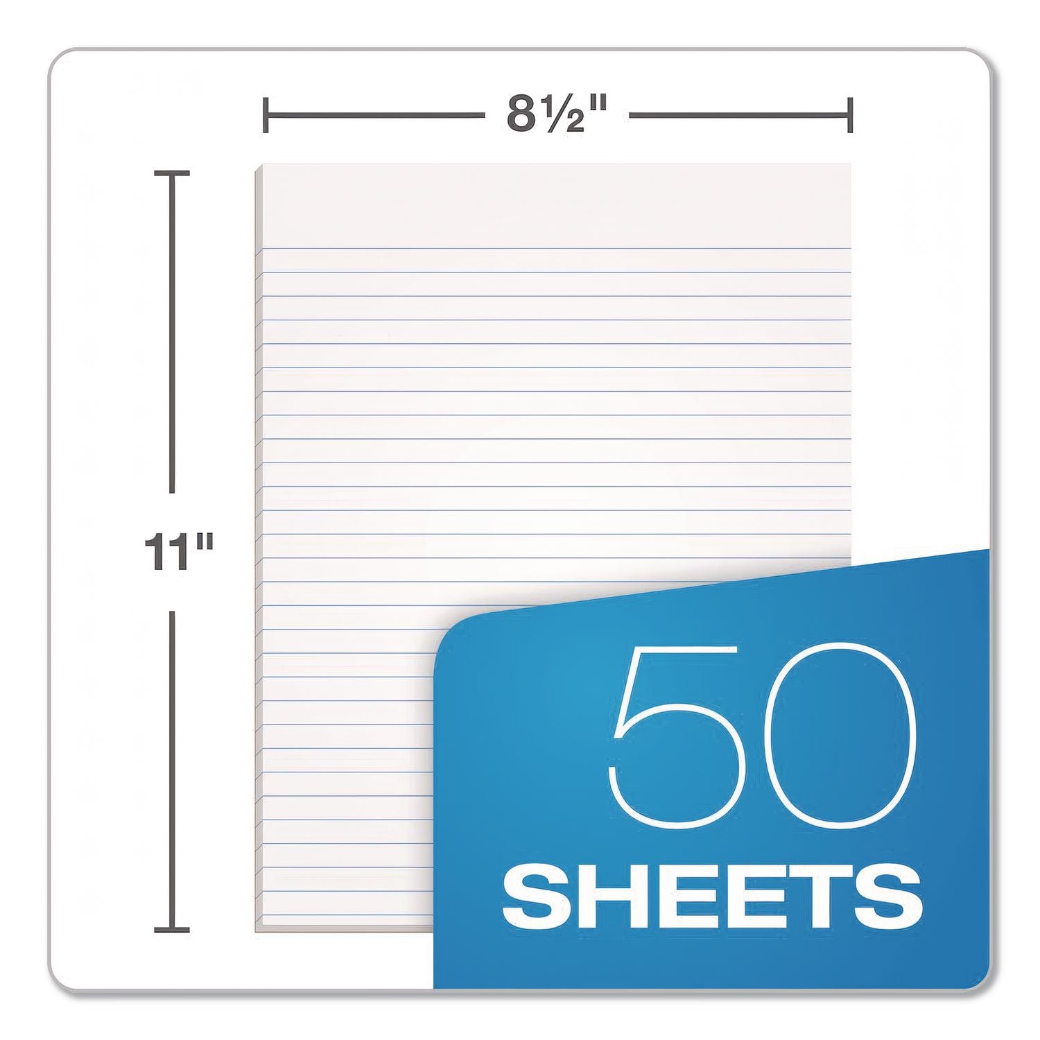 Glue Top Pads, Narrow Rule, 50 White 8.5 x 11 Sheets, Dozen