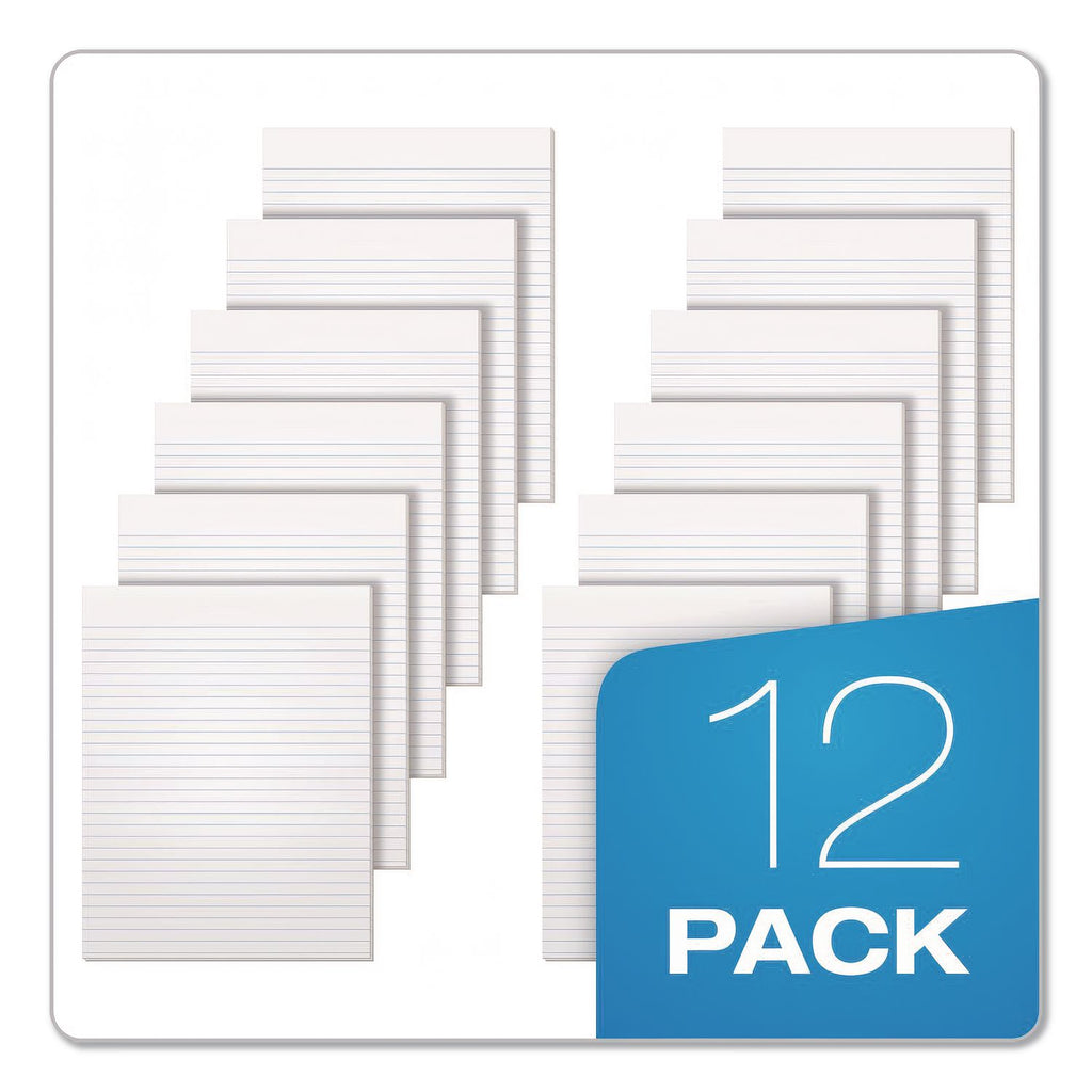 Glue Top Pads, Narrow Rule, 50 White 8.5 x 11 Sheets, Dozen