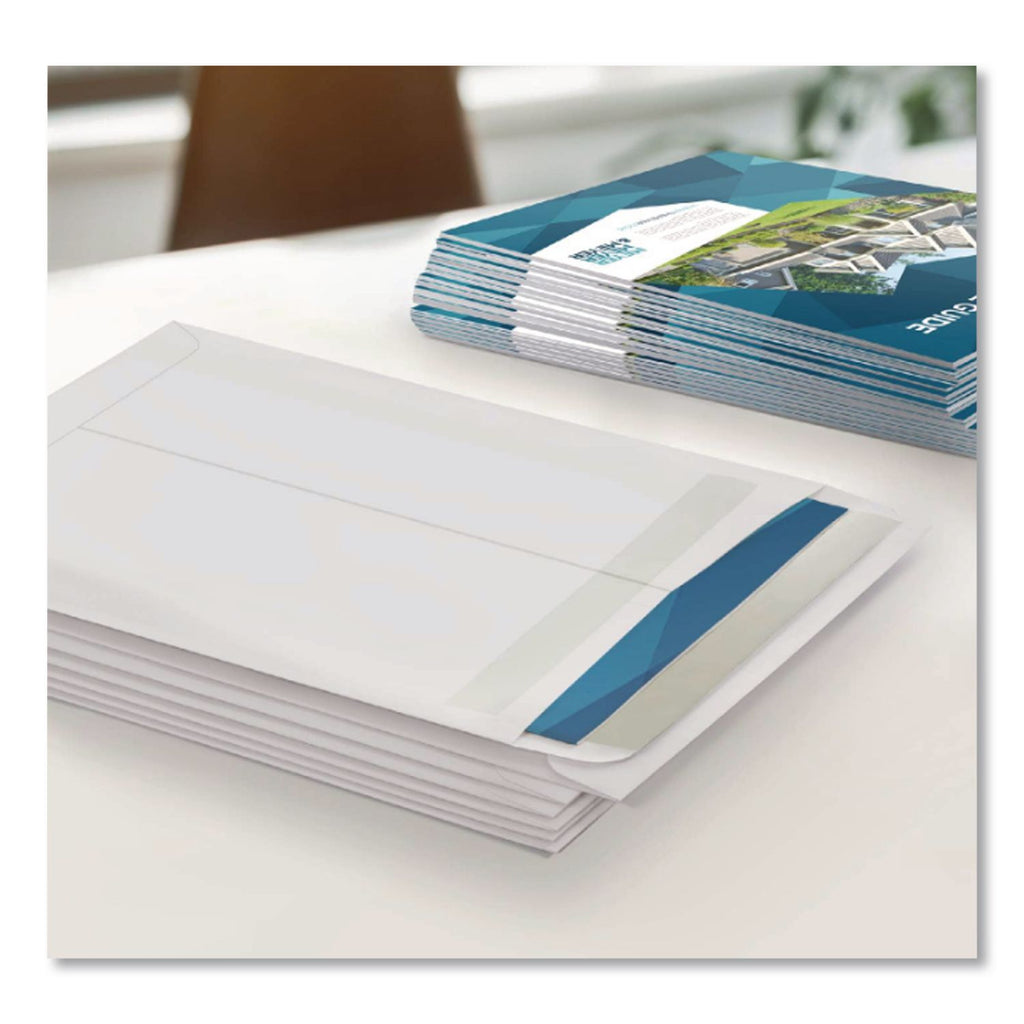 Redi-Strip Security Tinted Envelope, #10 1/2, Square Flap, Redi-Strip Adhesive Closure, 9 x 12, White, 100/Box