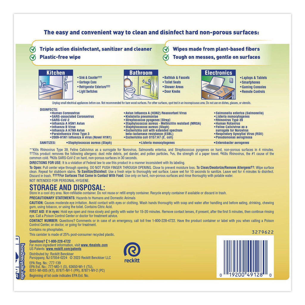 Disinfecting Wipes II Fresh Citrus, 1-Ply, 7 x 7.25, White, 70 Wipes/Canister, 6 Canisters/Carton