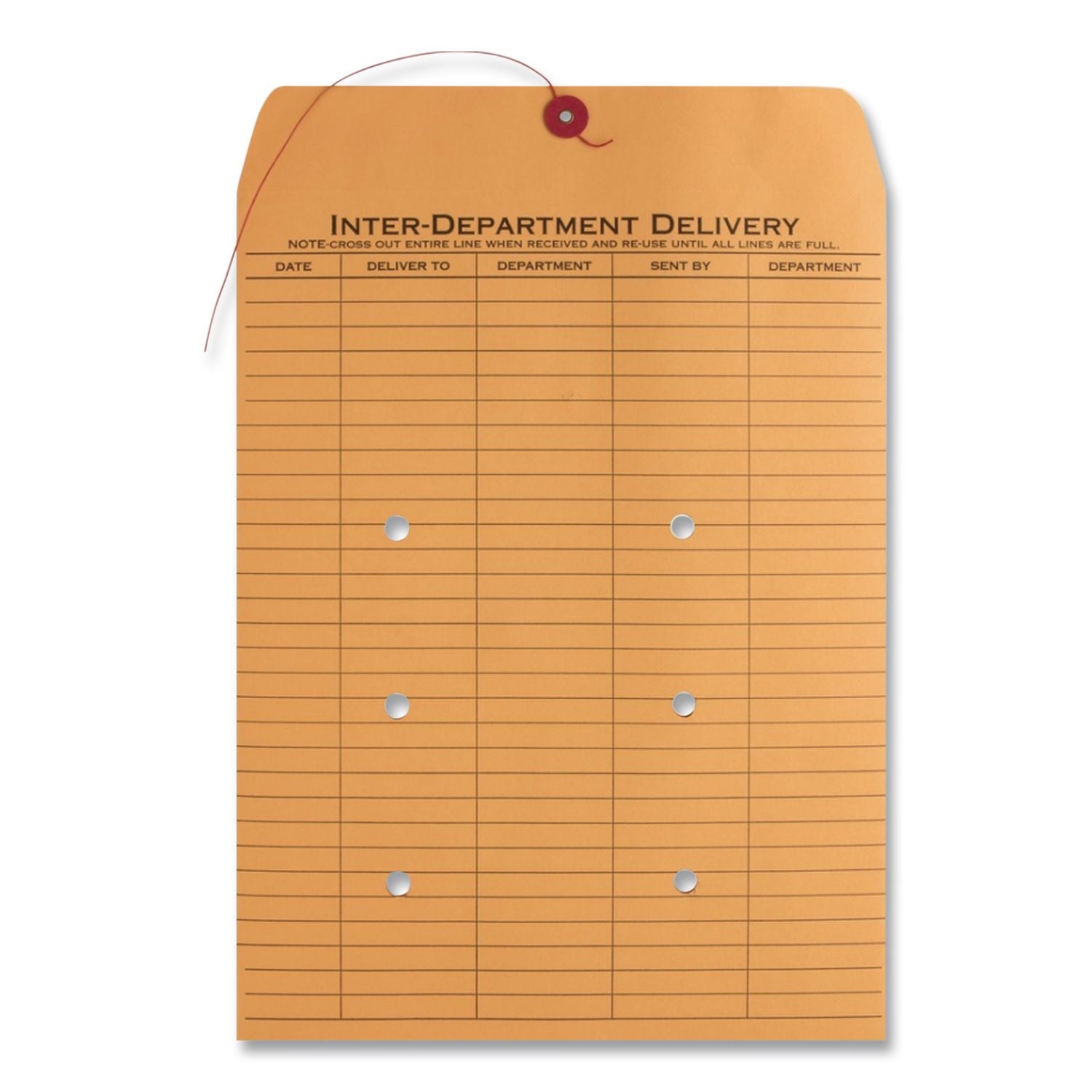Brown Kraft String/Button Box-Style Interoffice Envelope, #97, Two-Sided Three-Column Format, 10 x 13, Brown Kraft, 100/Box