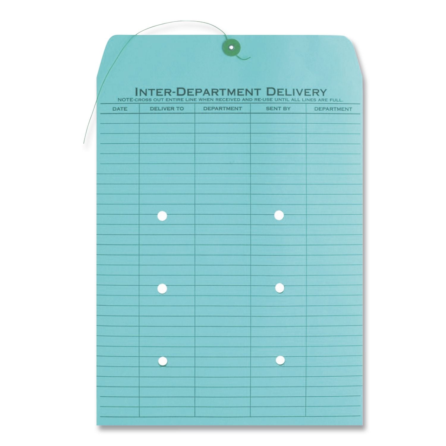 Colored Paper String and Button Interoffice Envelope, #97, One-Sided Five-Column Format, 10 x 13, Blue, 100/Box