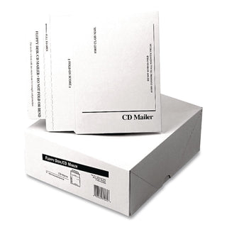 Disk/CD Foam-Lined Mailers for CDs/DVDs, Square Flap, Redi-Strip Adhesive Closure, 8.5 x 6, White, 25/Box