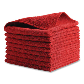 Microfiber Cleaning Cloths, 12 x 12, Red, 24/Pack