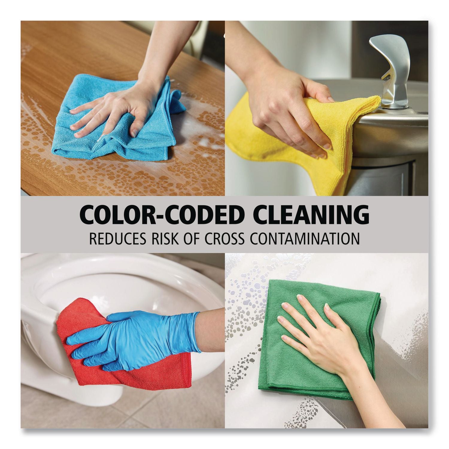 Microfiber Cleaning Cloths, 12 x 12, Red, 24/Pack