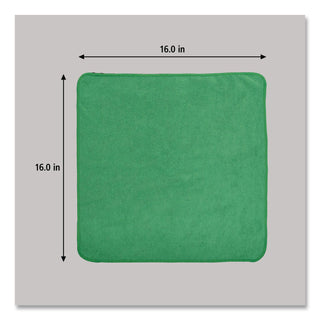 Microfiber Cleaning Cloths, 16 x 16, Green, 24/Pack