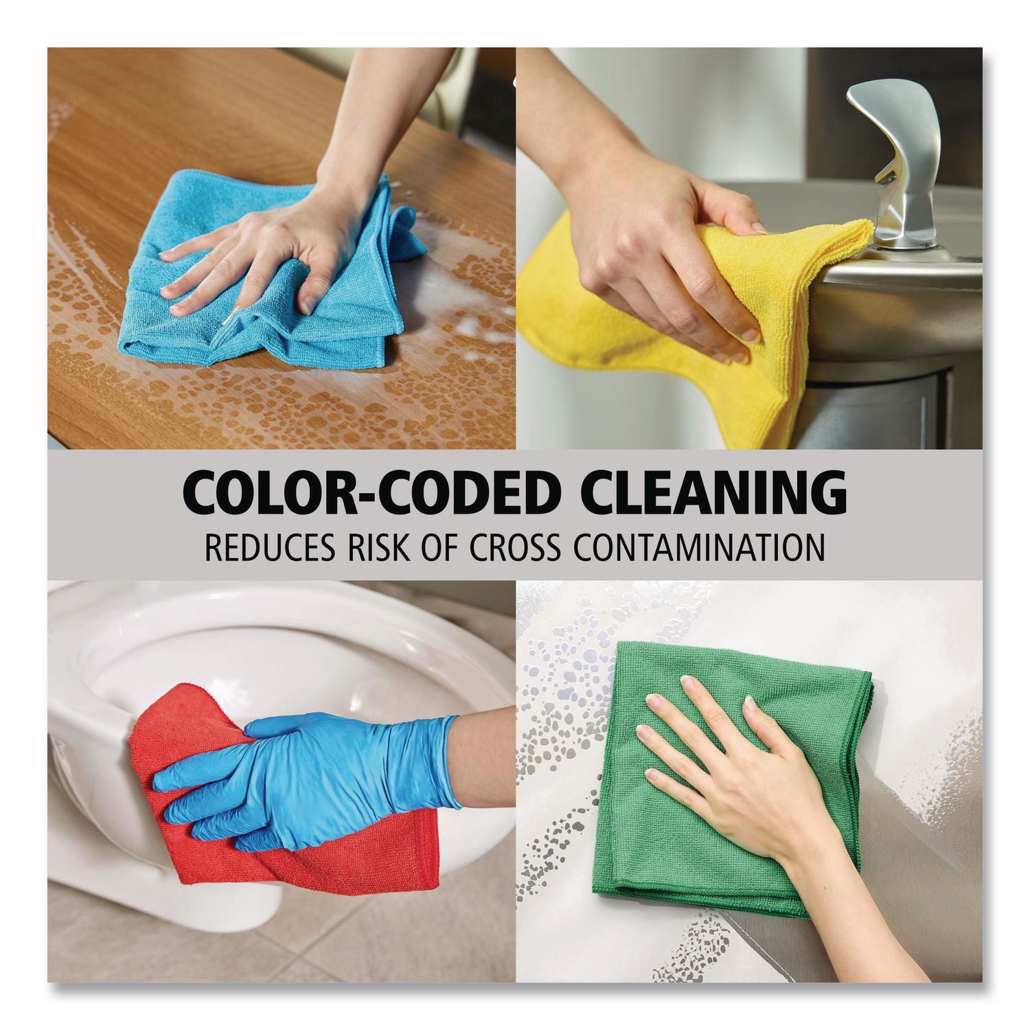 Microfiber Cleaning Cloths, 16 x 16, Green, 24/Pack