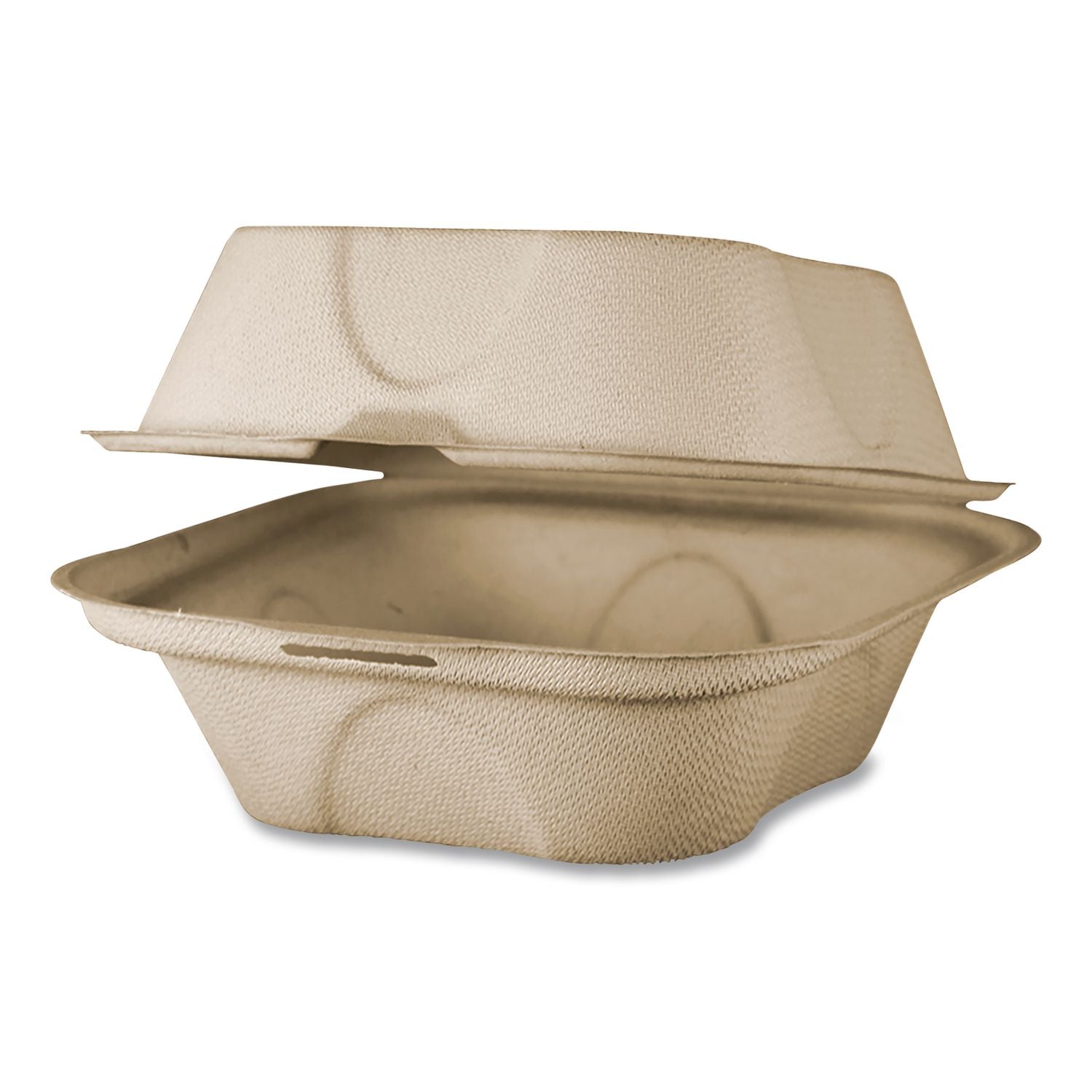 Fiber Hinged Containers, Burger Box, 6.5 x 6 x 3.2, Natural, Paper, 500/Carton