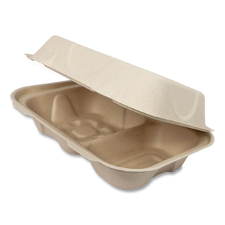 Fiber Hinged Containers, Hoagie Box, 9.2 x 6.4 x 3, Natural, Paper, 500/Carton