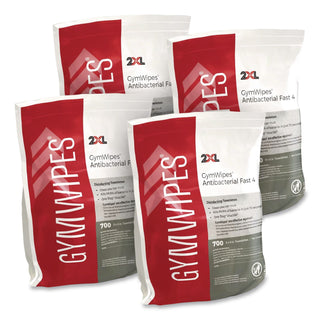 Antibacterial Gym Wipes Refill, 1-Ply, 6 x 8, Unscented, White, 700 Wipes/Pack, 4 Packs/Carton