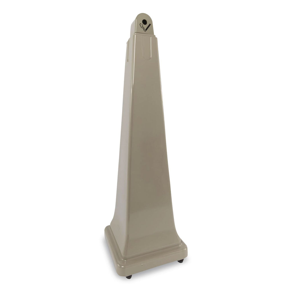 GroundsKeeper Cigarette Waste Collector, Pyramid, 1 gal, 12.25 x 39.75, Beige