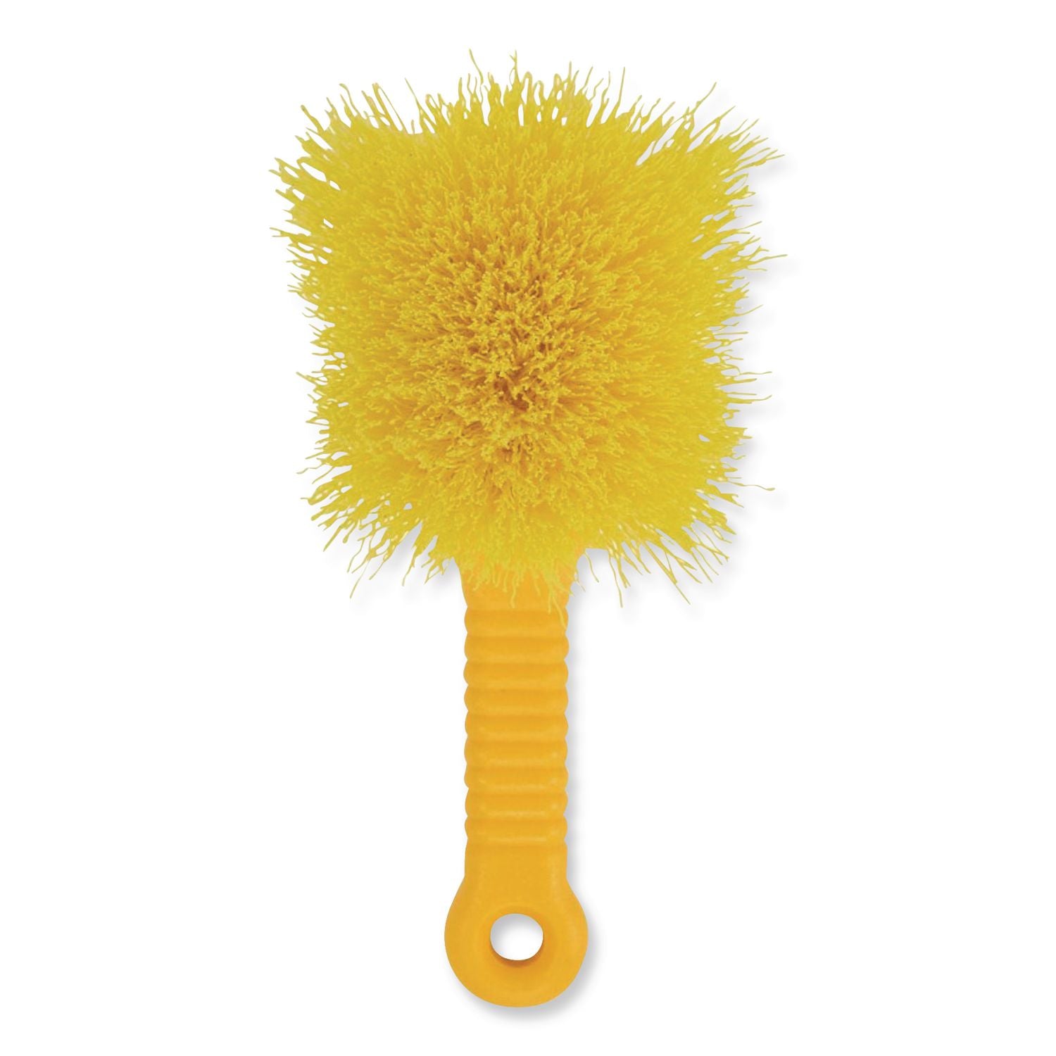 Rubbermaid Commercial - Pot Scrubber Brush, 8 Plastic Handle, Gray Handle w/Yellow Bristles, Sold as 1 EA