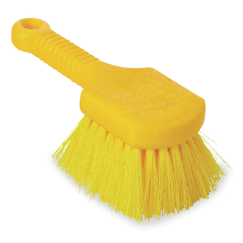 Rubbermaid Commercial - Pot Scrubber Brush, 8 Plastic Handle, Gray Handle w/Yellow Bristles, Sold as 1 EA