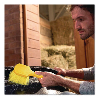 Rubbermaid Commercial - Pot Scrubber Brush, 8 Plastic Handle, Gray Handle w/Yellow Bristles, Sold as 1 EA