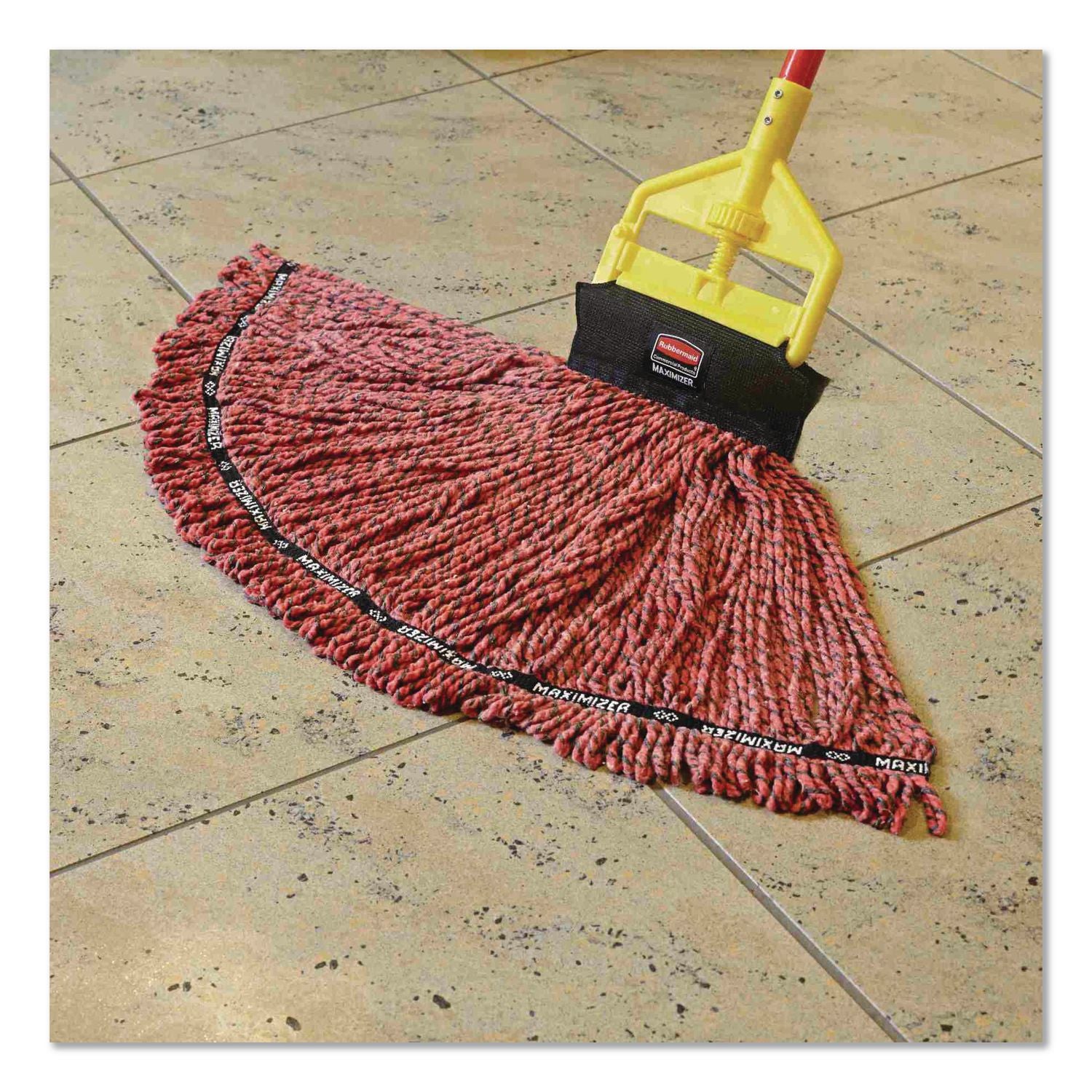 Invader Fiberglass Side-Gate Wet-Mop Handle, 60", Red/Yellow