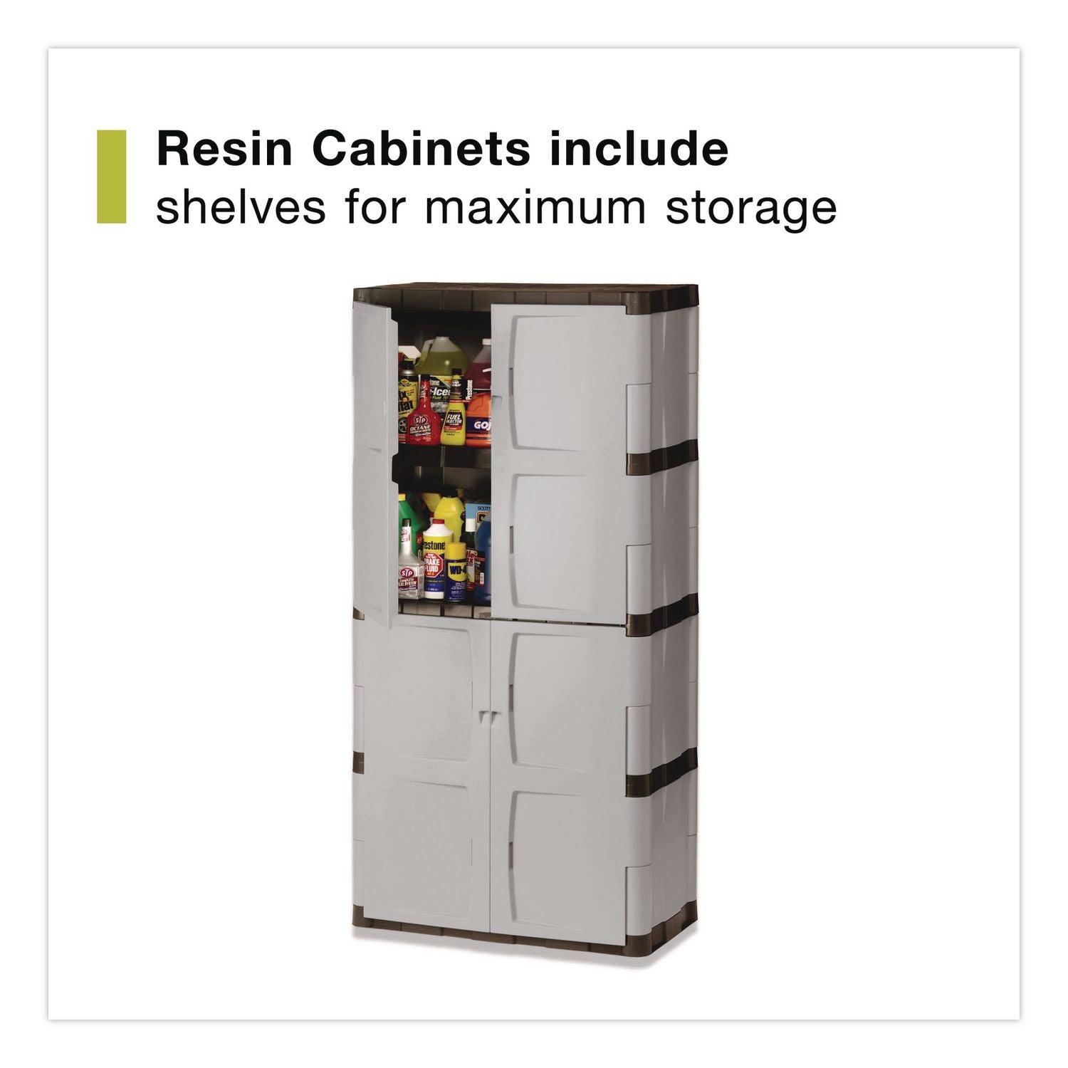 Double-Door Storage Cabinet - Base/Top, 36w x 18d x 72h, Gray/Black