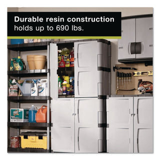 Double-Door Storage Cabinet - Base/Top, 36w x 18d x 72h, Gray/Black
