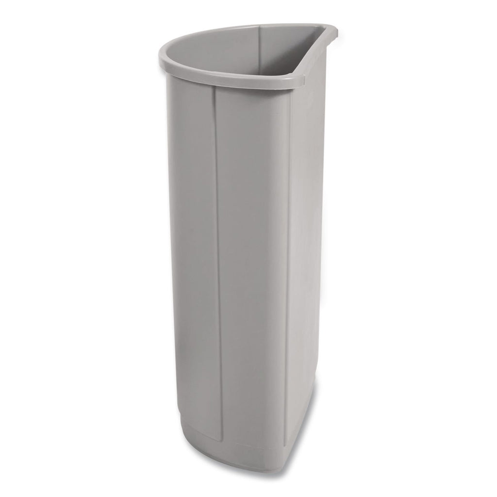 Untouchable Half-Round Plastic Receptacle, 21 gal, Plastic, Gray