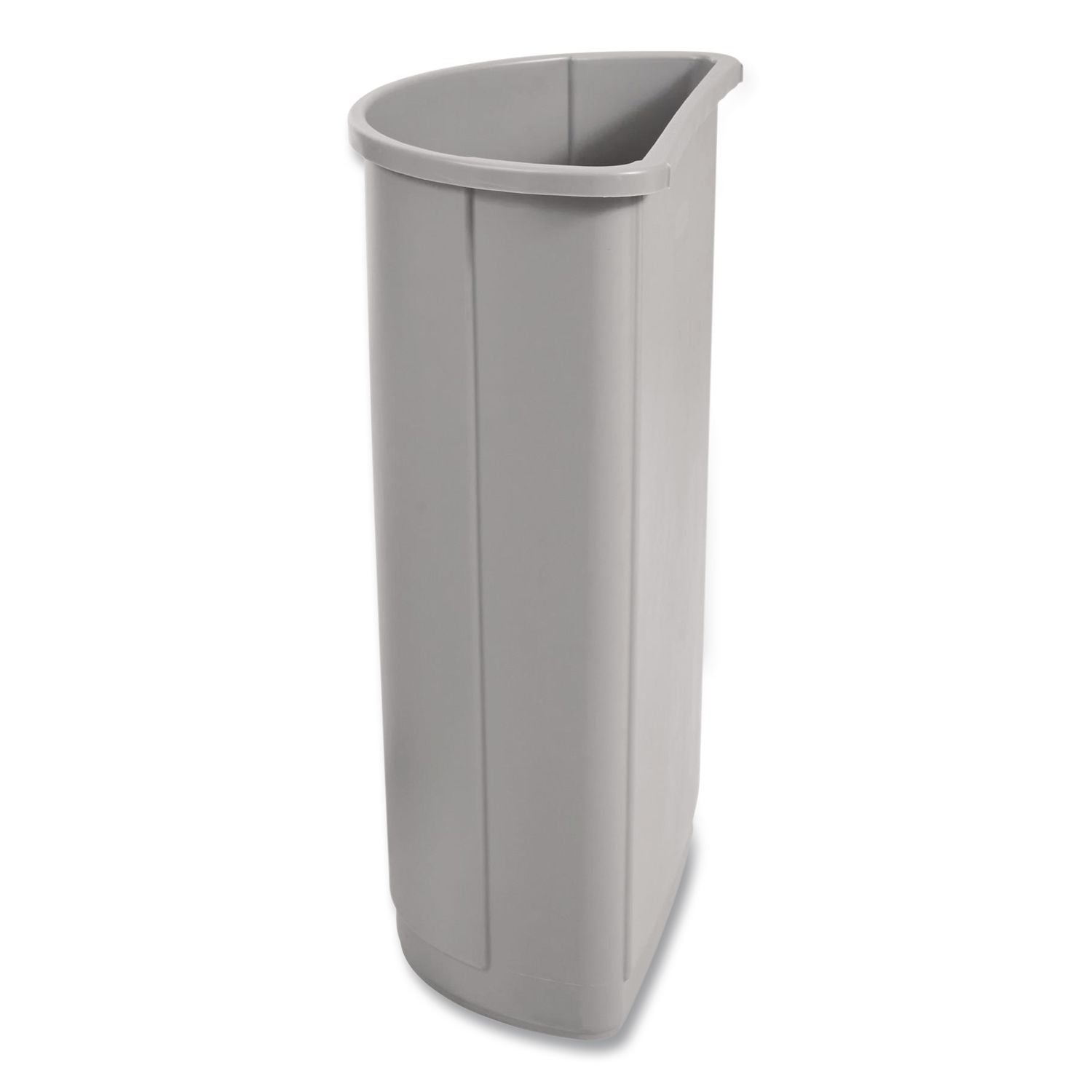 Untouchable Half-Round Plastic Receptacle, 21 gal, Plastic, Gray