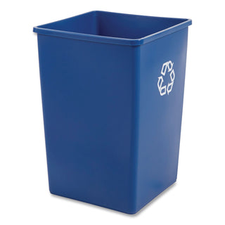 Square Recycling Container, 35 gal, Plastic, Blue