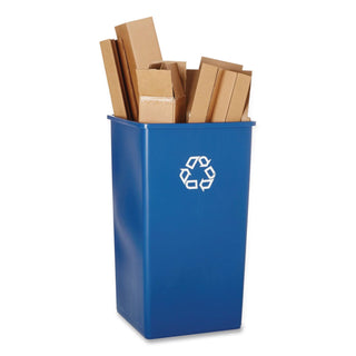 Square Recycling Container, 50 gal, Plastic, Blue