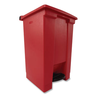Indoor Utility Step-On Waste Container, Square, Plastic, 12gal, Red
