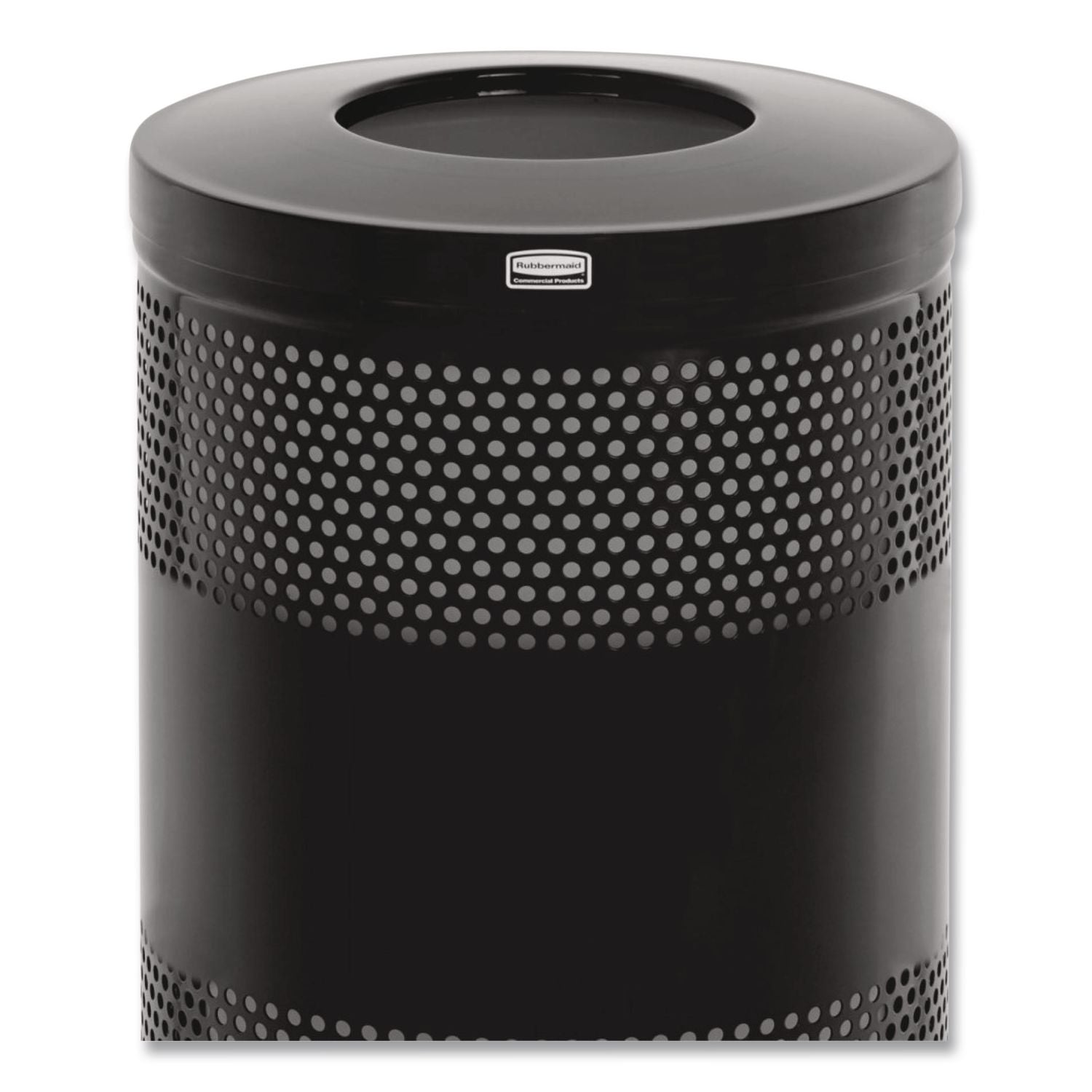 Classics Perforated Open Top Receptacle, 25 gal, Steel, Black