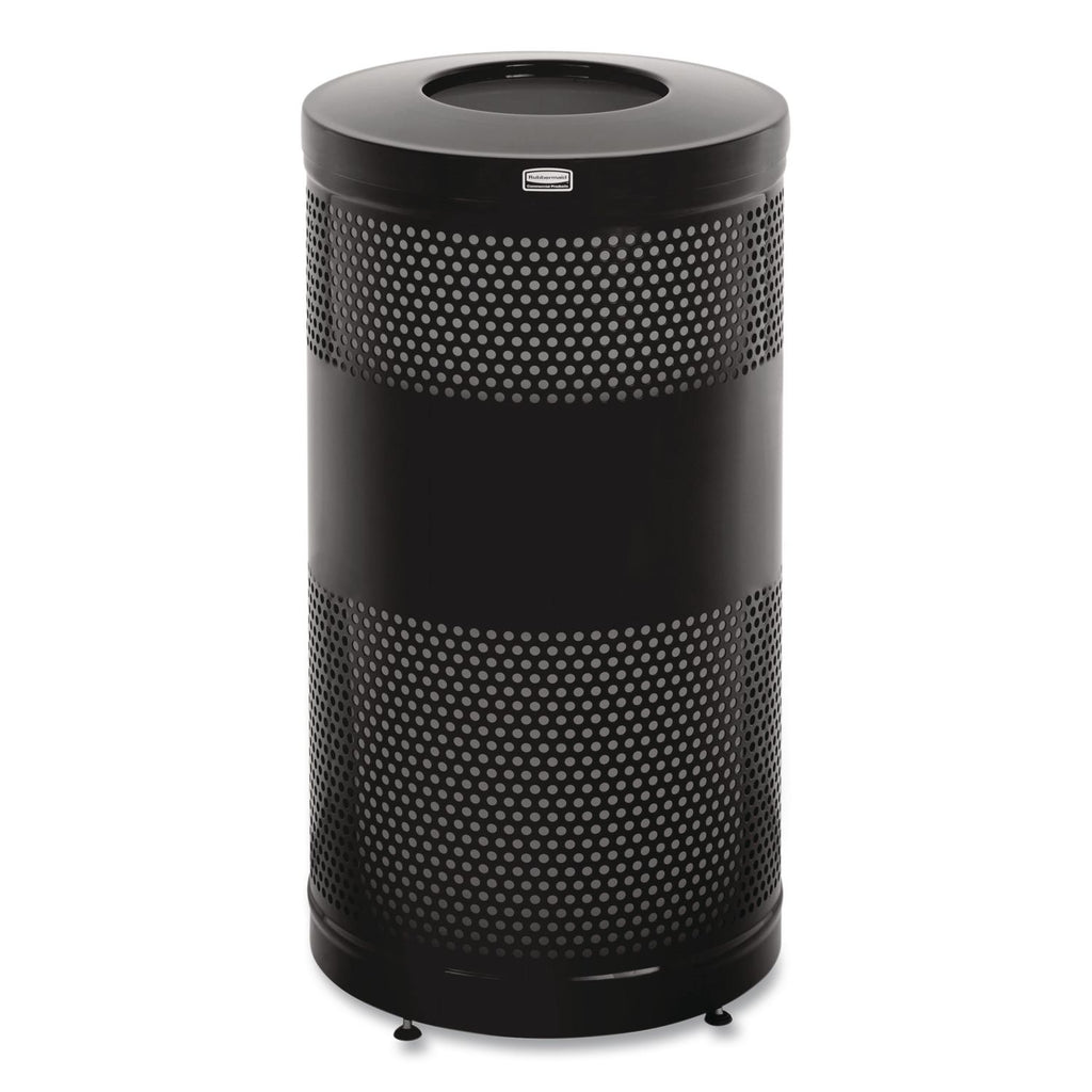 Classics Perforated Open Top Receptacle, 25 gal, Steel, Black