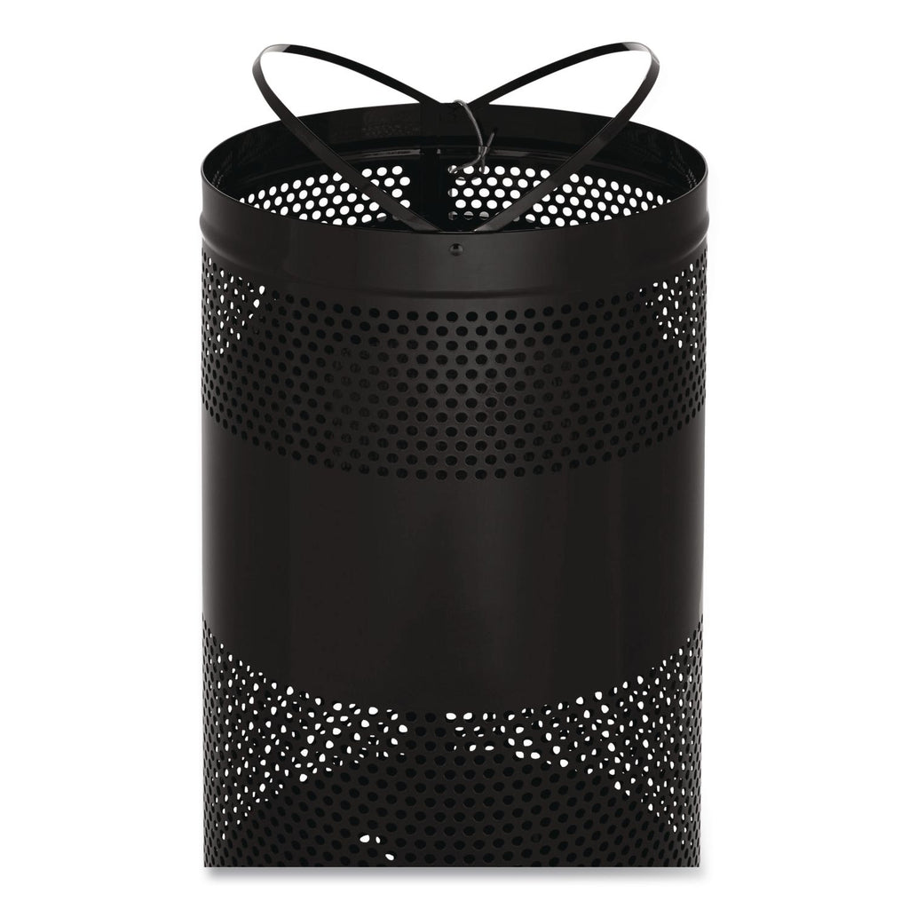 Classics Perforated Open Top Receptacle, 25 gal, Steel, Black