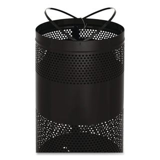 Classics Perforated Open Top Receptacle, 25 gal, Steel, Black