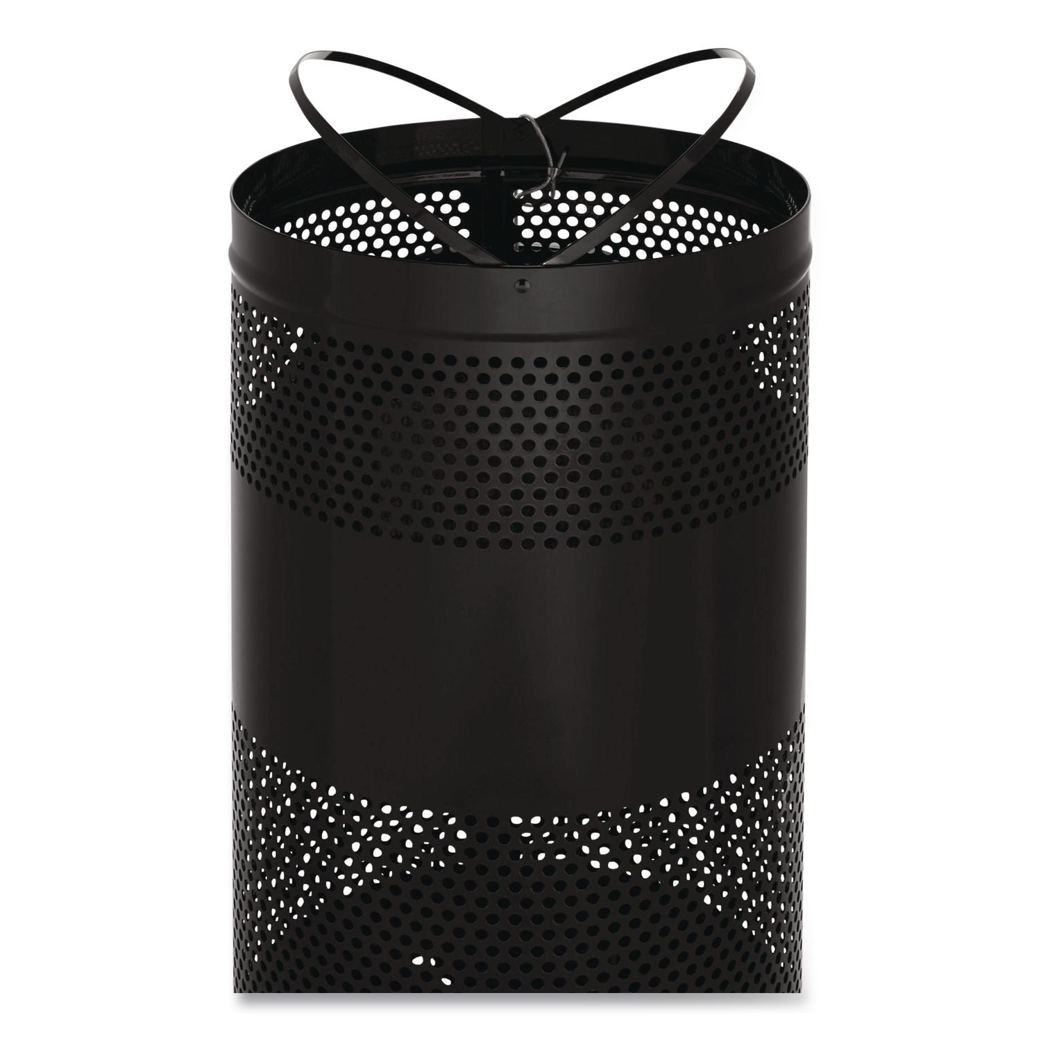 Classics Perforated Open Top Receptacle, 25 gal, Steel, Black