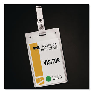 Avery Heavy-Duty Secure Top Clip-Style Badge Holders - Support 2.25" x 3.50" Media - Portrait - 2.3" x 3.3" - Plastic - 50 / Box - Clear