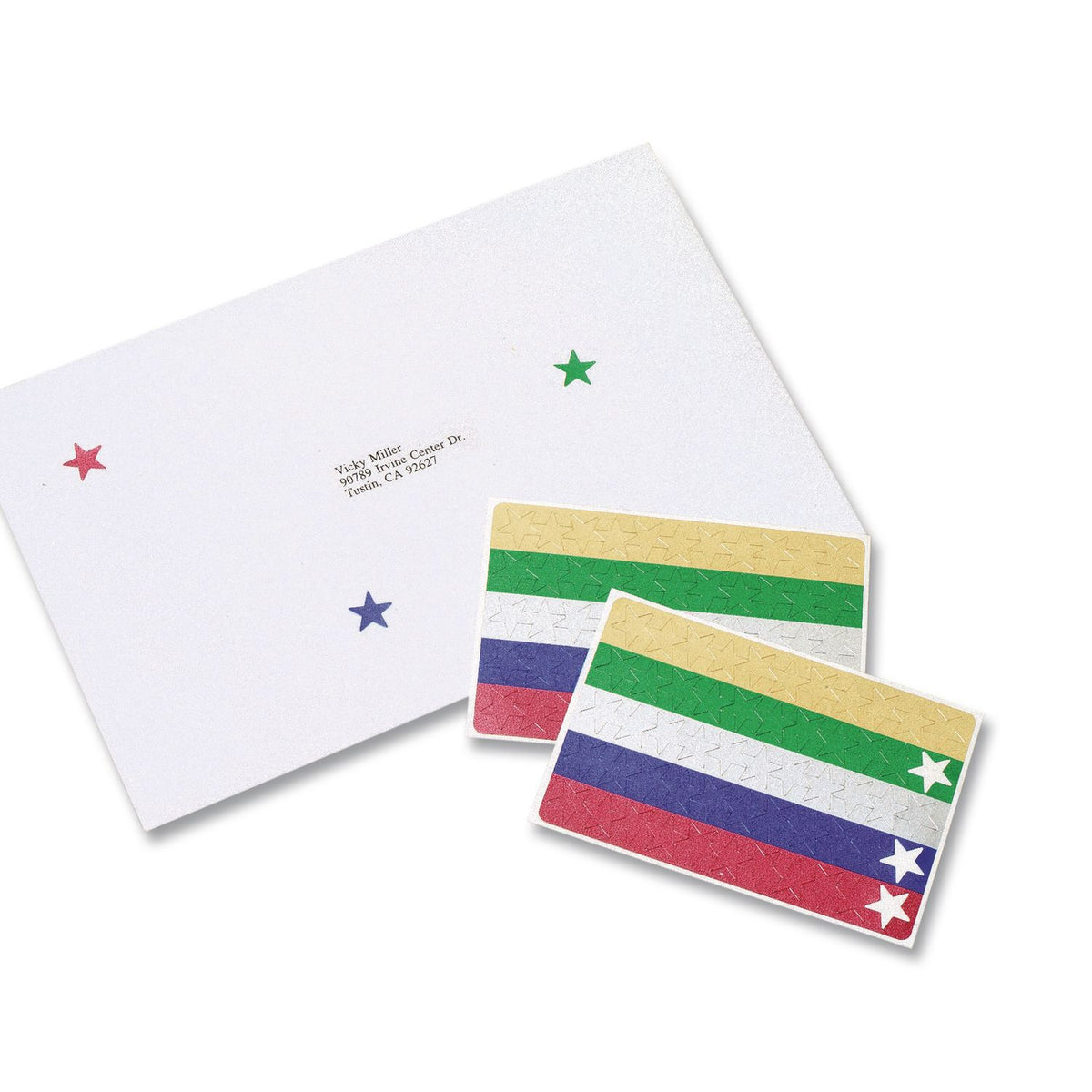 Avery Assorted Foil Star Labels - Learning Theme/Subject - Star Shape - Permanent Adhesive - 0.50" Height - Red, Blue, Silver, Green, Gold - Paper - 6
