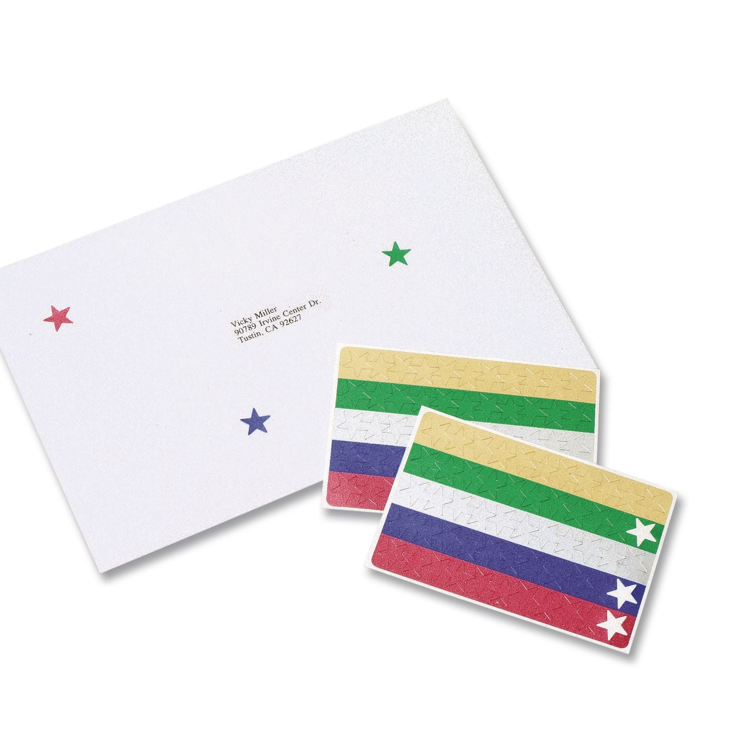 Avery Assorted Foil Star Labels - Learning Theme/Subject - Star Shape - Permanent Adhesive - 0.50" Height - Red, Blue, Silver, Green, Gold - Paper - 6