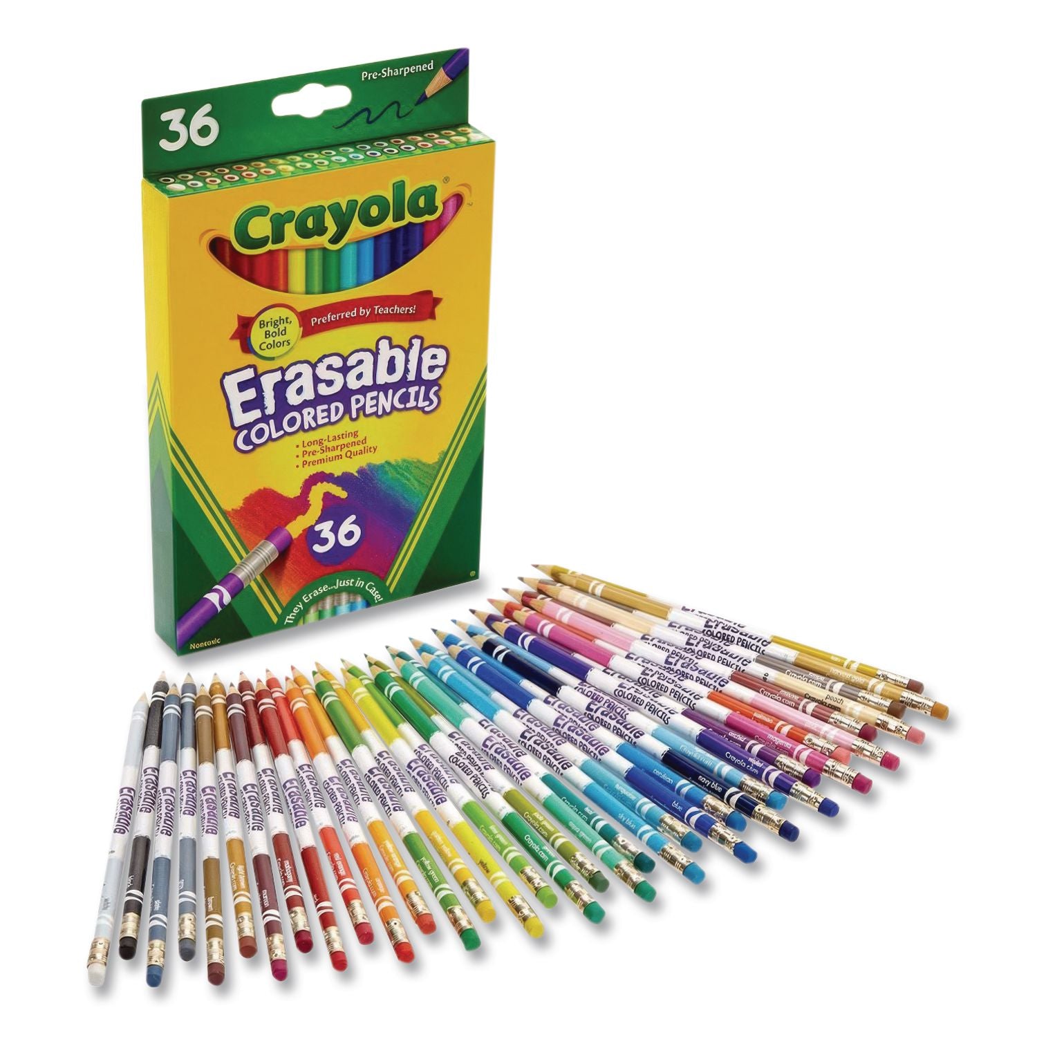 Crayola Erasable Colored Pencils - 3.3 mm Lead Diameter - Thick Point - Assorted Lead - 36 / Pack