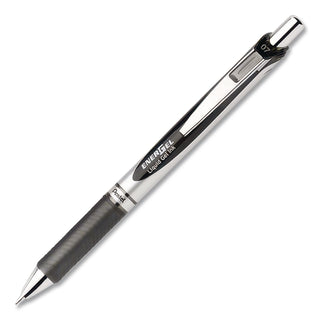 EnerGel EnerGel RTX Liquid Gel Pens - Medium Pen Point - 0.7 mm Pen Point Size - Refillable - Retractable - Black Gel-based Ink - Silver Barrel - Metal Tip - 1 Dozen