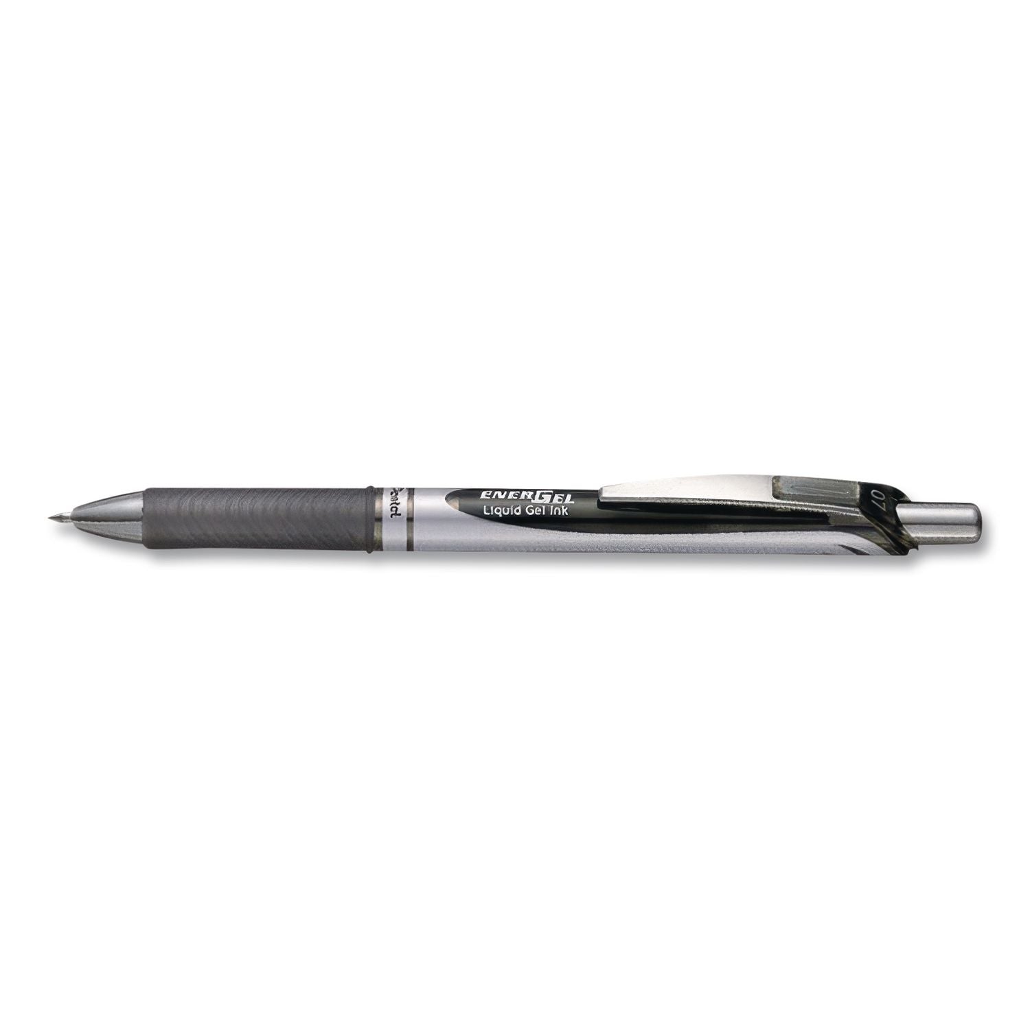 EnerGel EnerGel RTX Liquid Gel Pens - Medium Pen Point - 0.7 mm Pen Point Size - Refillable - Retractable - Black Gel-based Ink - Silver Barrel - Metal Tip - 1 Dozen