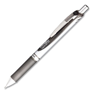 EnerGel EnerGel RTX Liquid Gel Pens - Medium Pen Point - 0.7 mm Pen Point Size - Refillable - Retractable - Black Gel-based Ink - Silver Barrel - Metal Tip - 1 Dozen