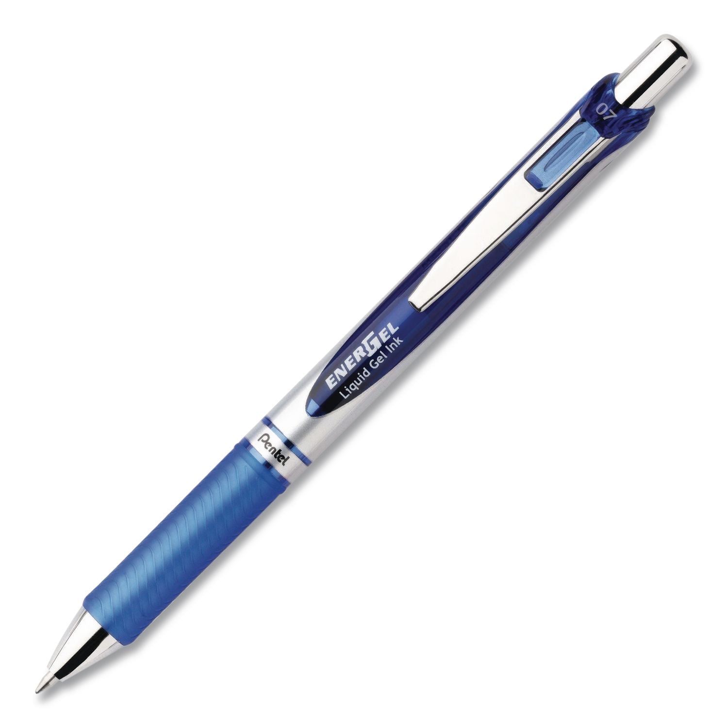 EnerGel RTX Gel Pen, Retractable, Medium 0.7 mm, Blue Ink, Blue/Light Blue Barrel