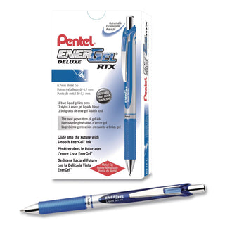 EnerGel RTX Gel Pen, Retractable, Medium 0.7 mm, Blue Ink, Blue/Light Blue Barrel