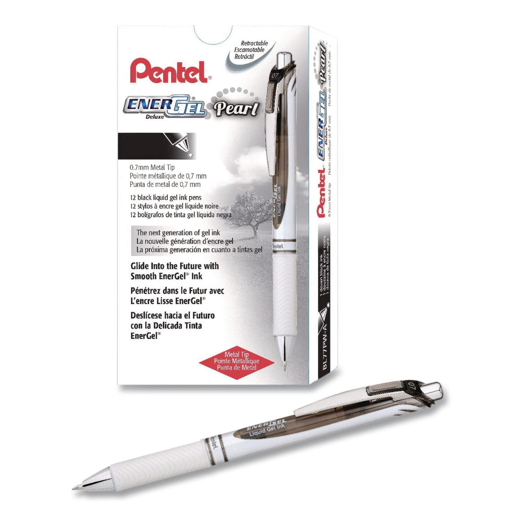 EnerGel RTX Gel Pen, Retractable, Medium 0.7 mm, Black Ink, Smoke/Gray Barrel