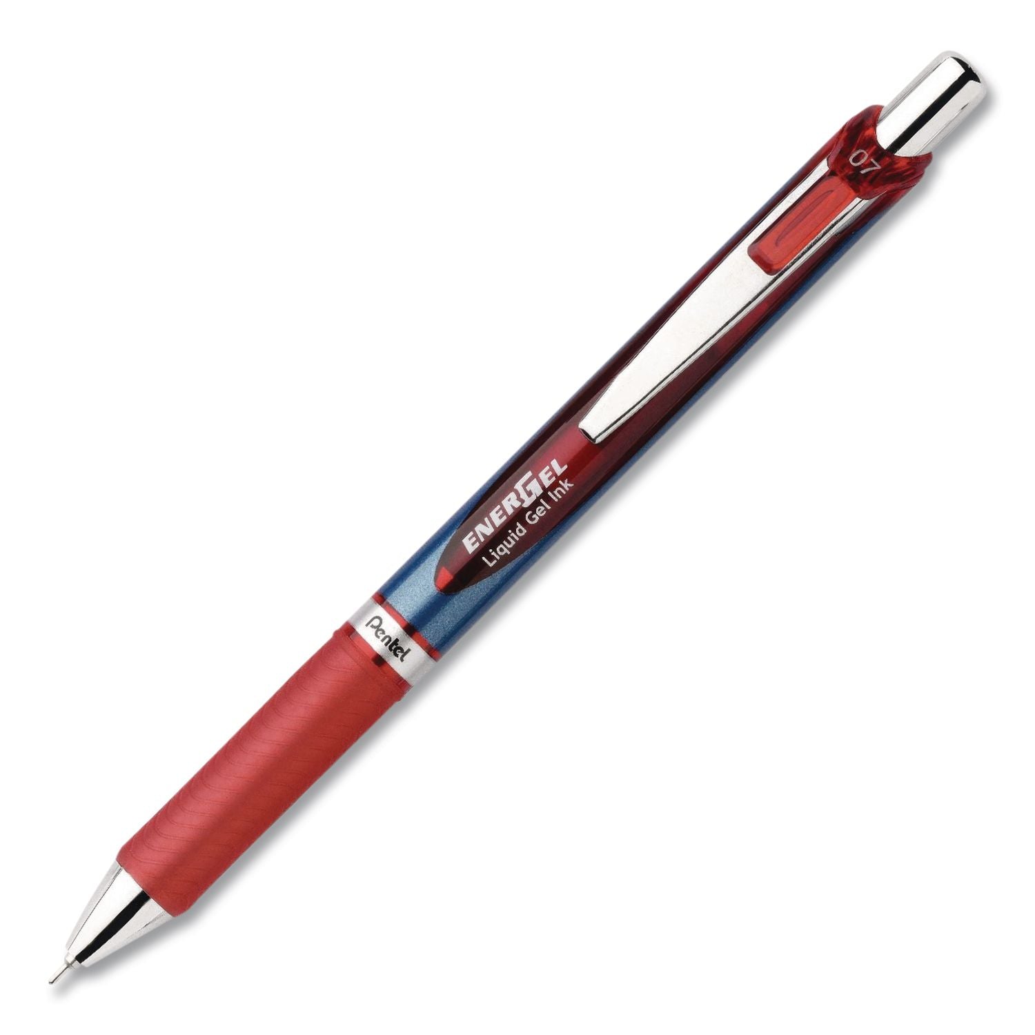 EnerGel RTX Gel Pen, Retractable, Medium 0.7 mm Needle Tip, Red Ink, Red/Blue Barrel