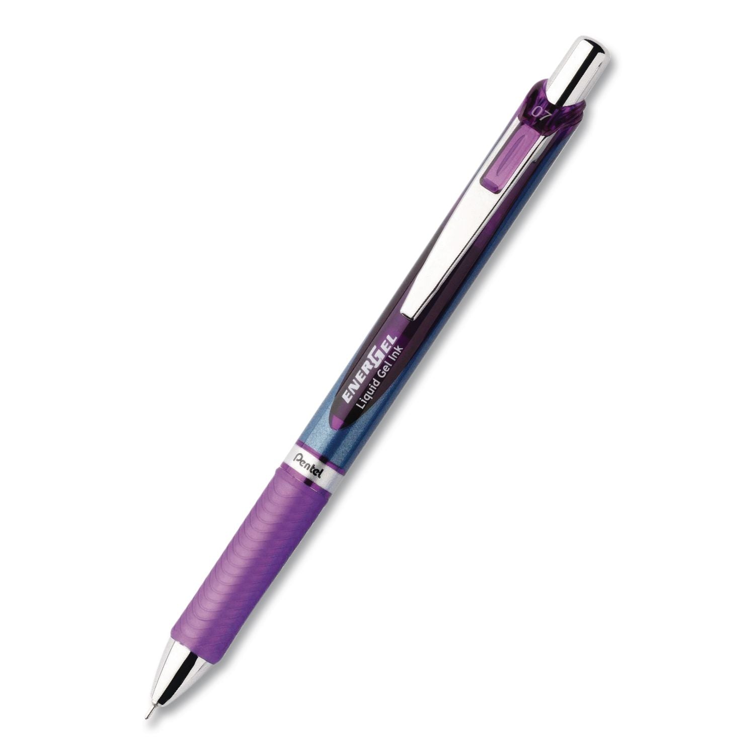 EnerGel RTX Gel Pen, Retractable, Medium 0.7 mm Needle Tip, Violet Ink, Violet/Blue Barrel
