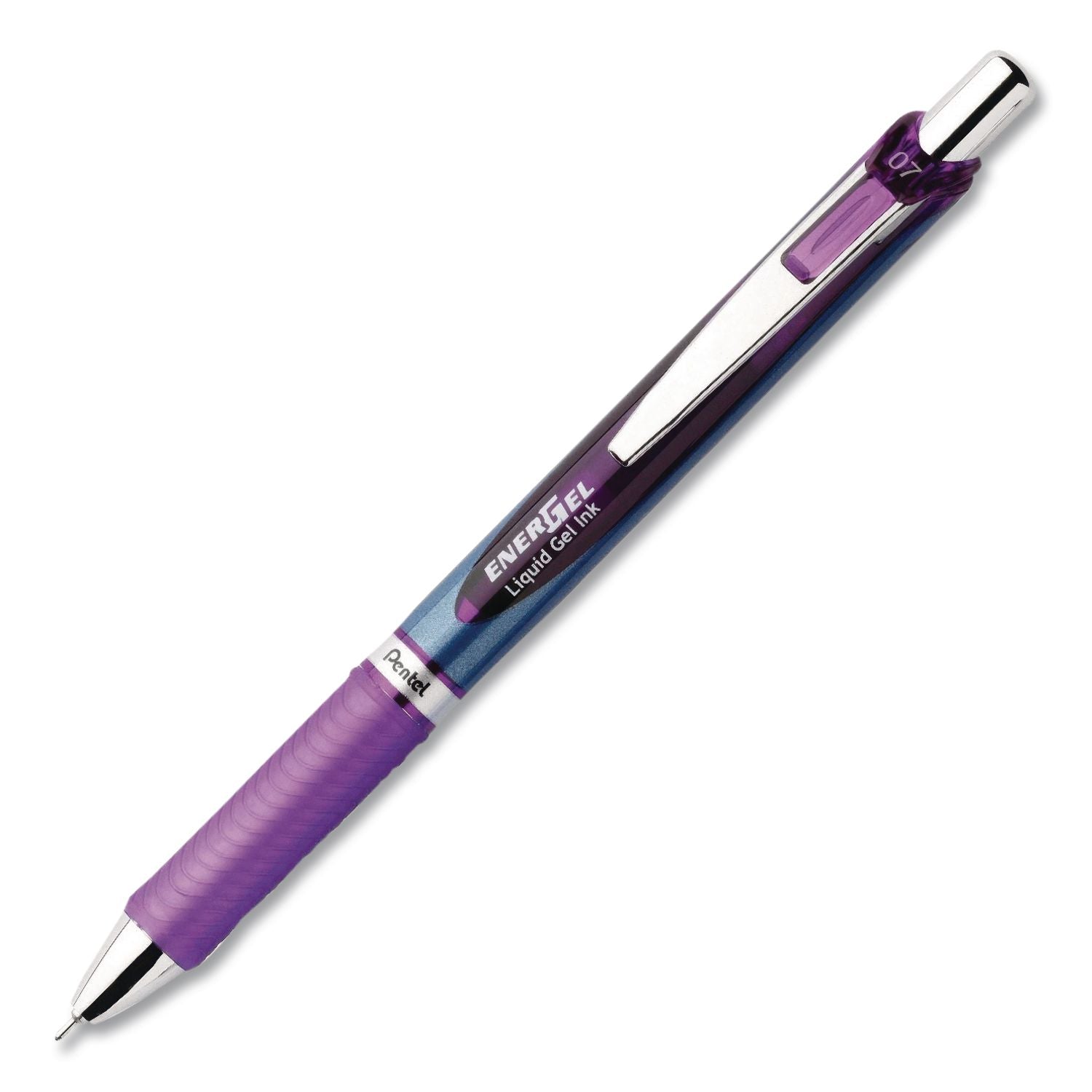 EnerGel RTX Gel Pen, Retractable, Medium 0.7 mm Needle Tip, Violet Ink, Violet/Blue Barrel